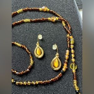 Vintage glass bead Earrings and necklace set